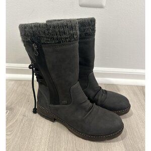 Rieker Dominika Boots Womens Size 38 EU 7.5 US Gray Knit Cuff Fleece Lined Vegan